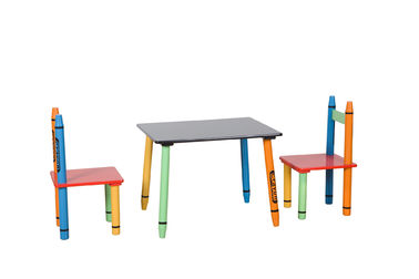 Childrens Wooden Crayon Themed Table And Chair Set , Easy to Assemble