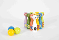 아이 10의 다른 동물 핀 및 3개의 색깔 공을 가진 볼링을 하는 고정되는 유아 나무로 되는 장난감